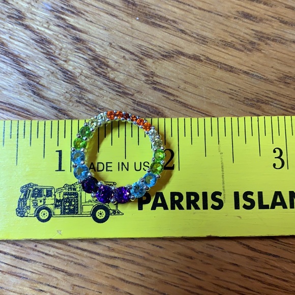 Sterling Silver Small Multi-Colored CZ Pendant - Picture 14 of 17